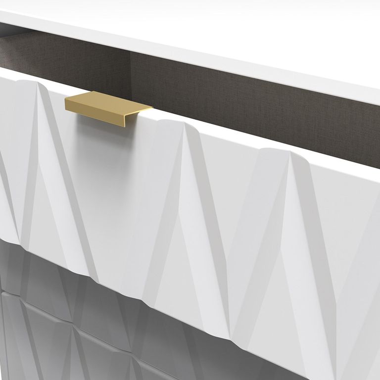 Diamond Small Chest - 3 Drawer - with Gold Hairpin Legs - White