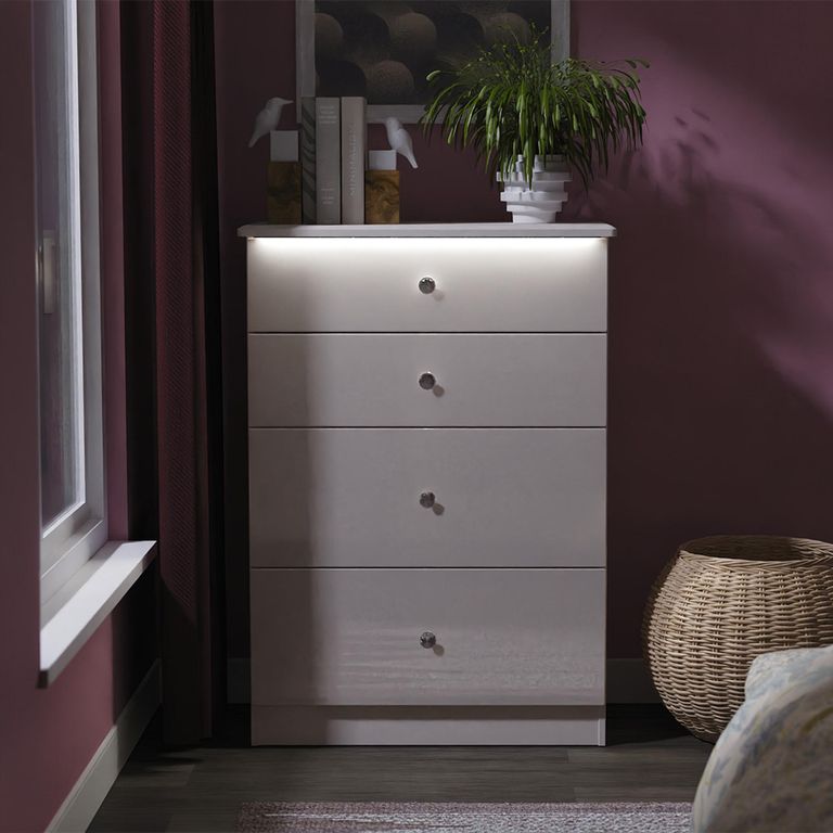 Lumiere Chest - Deep - 4 Drawer - Cashmere Gloss