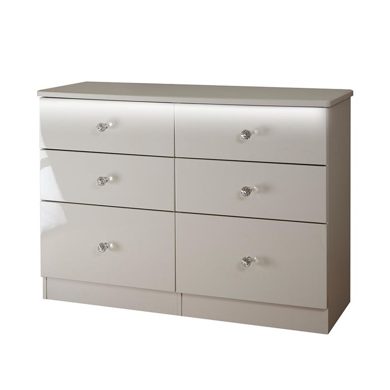 Lumiere Chest - Midi - 6 Drawer - Cashmere Gloss