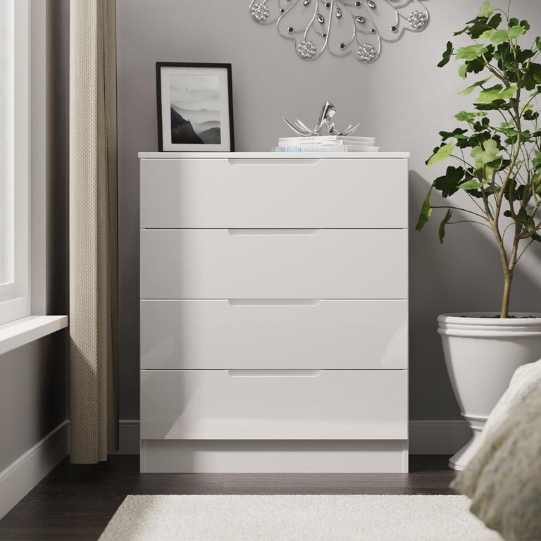 Milan Chest - 4 Drawer - White Gloss