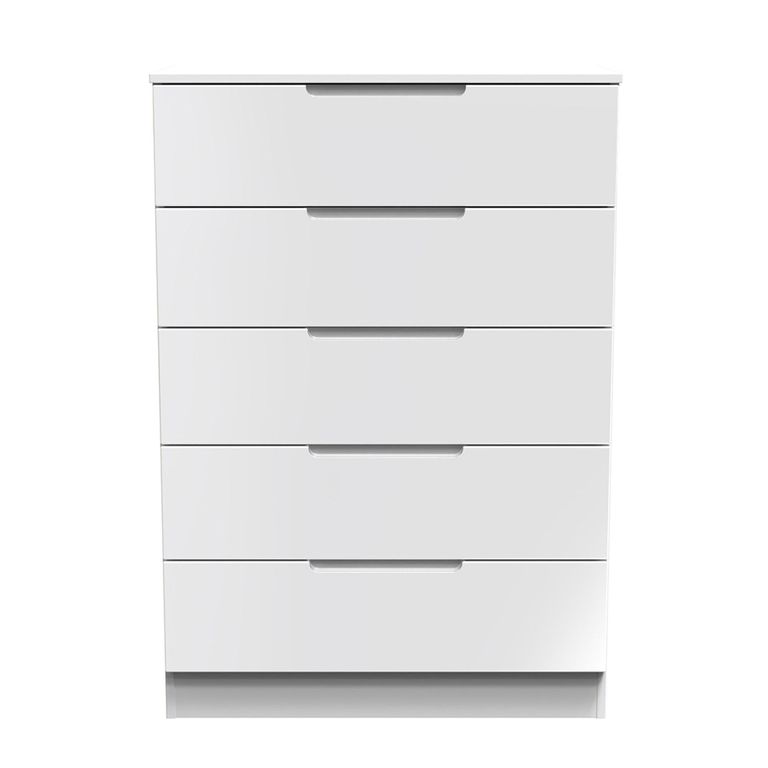 Milan Chest - 5 Drawer - White Gloss