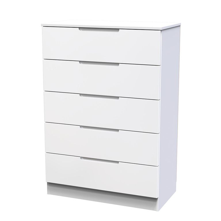 Milan Chest - 5 Drawer - White Gloss