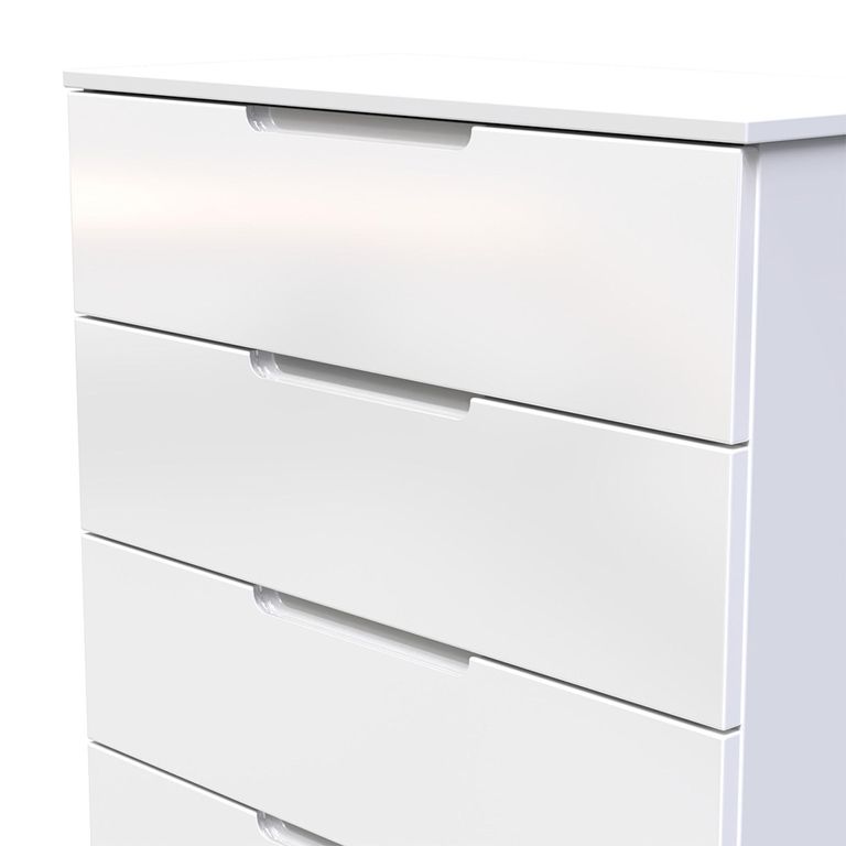 Milan Chest - 5 Drawer - White Gloss