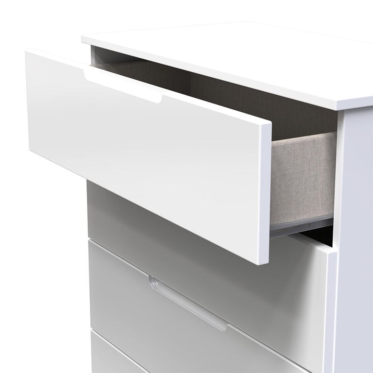 Milan Chest - 5 Drawer - White Gloss