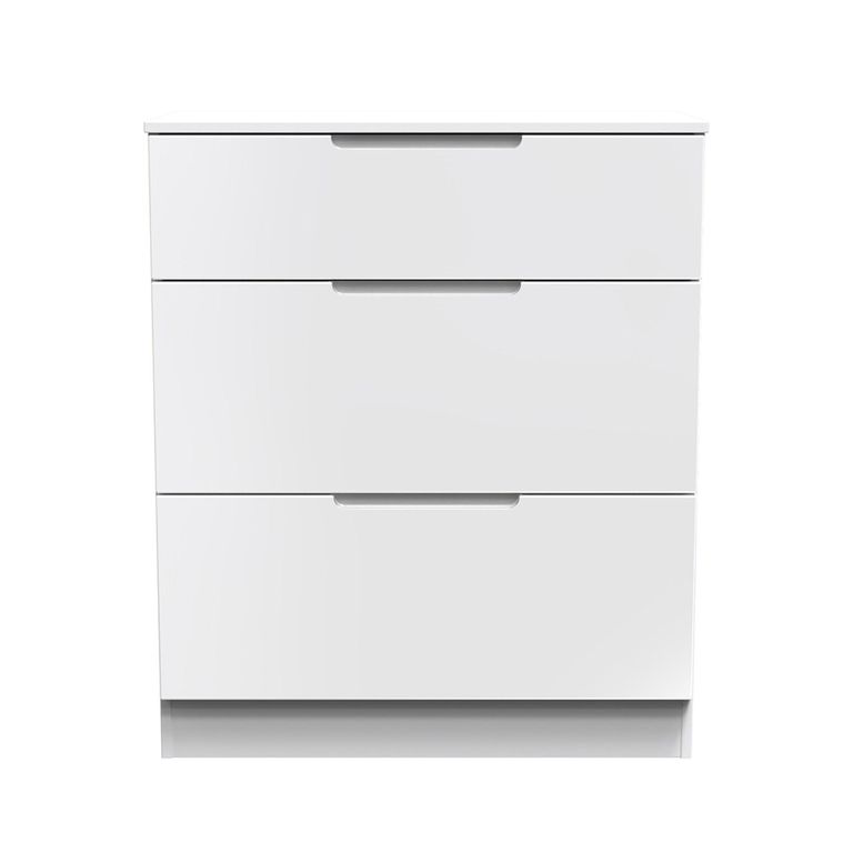 Milan Chest - Deep - 3 Drawer - White Gloss