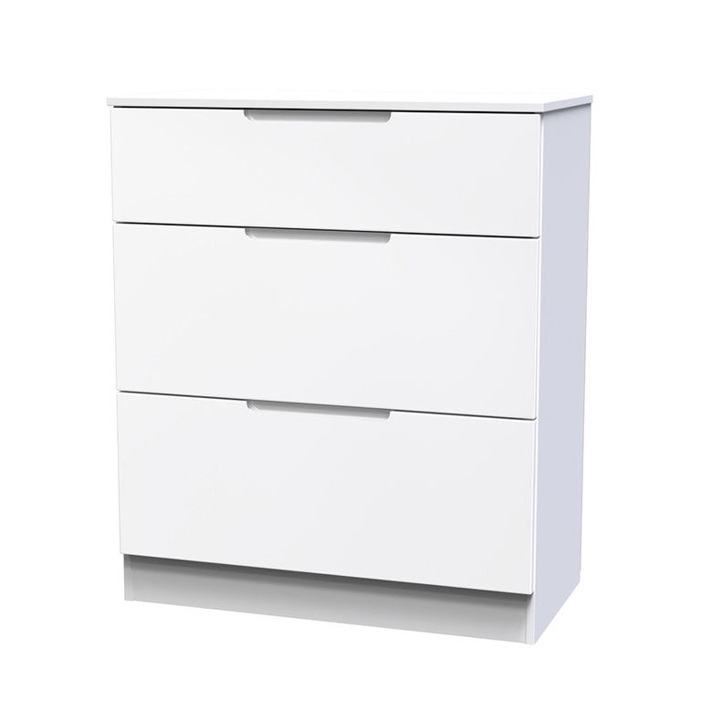 Milan Chest - Deep - 3 Drawer - White Gloss
