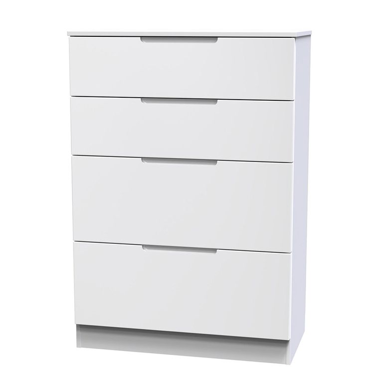 Milan Chest - Deep - 4 Drawer - White Gloss