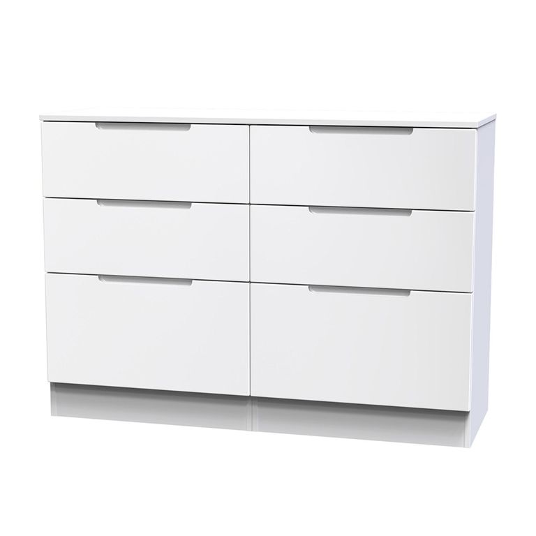 Milan Chest - Midi - 6 Drawer - White Gloss