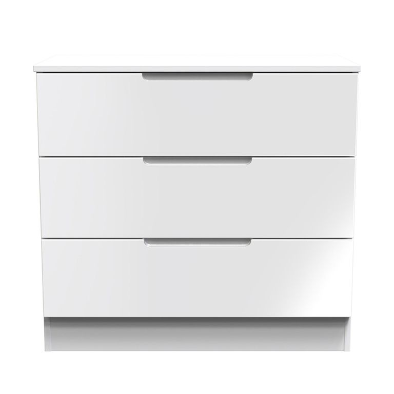 Milan Chest - Small - 3 Drawer - White Gloss