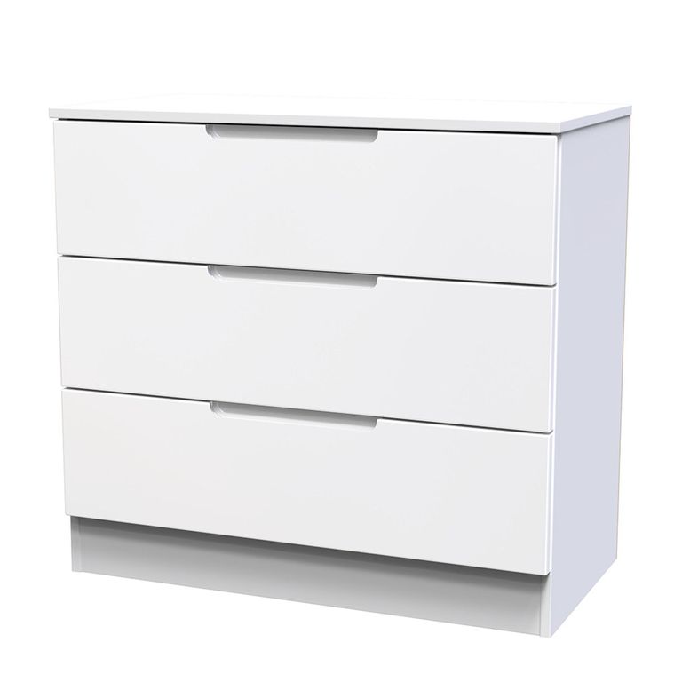 Milan Chest - Small - 3 Drawer - White Gloss