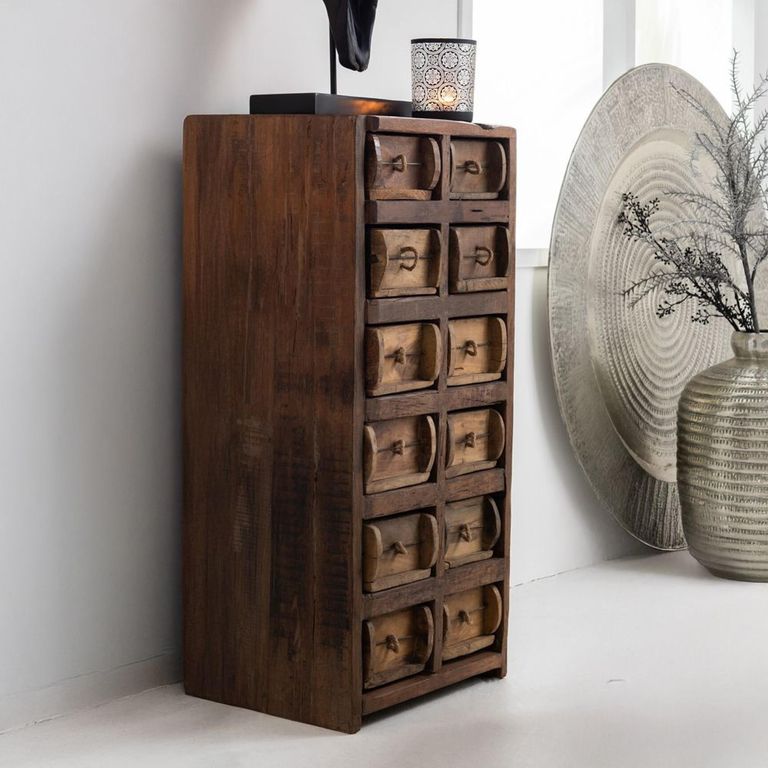 Accent Chest - Multi Drawers - Tall - Rough - Brown Recycled Sleeper Wood