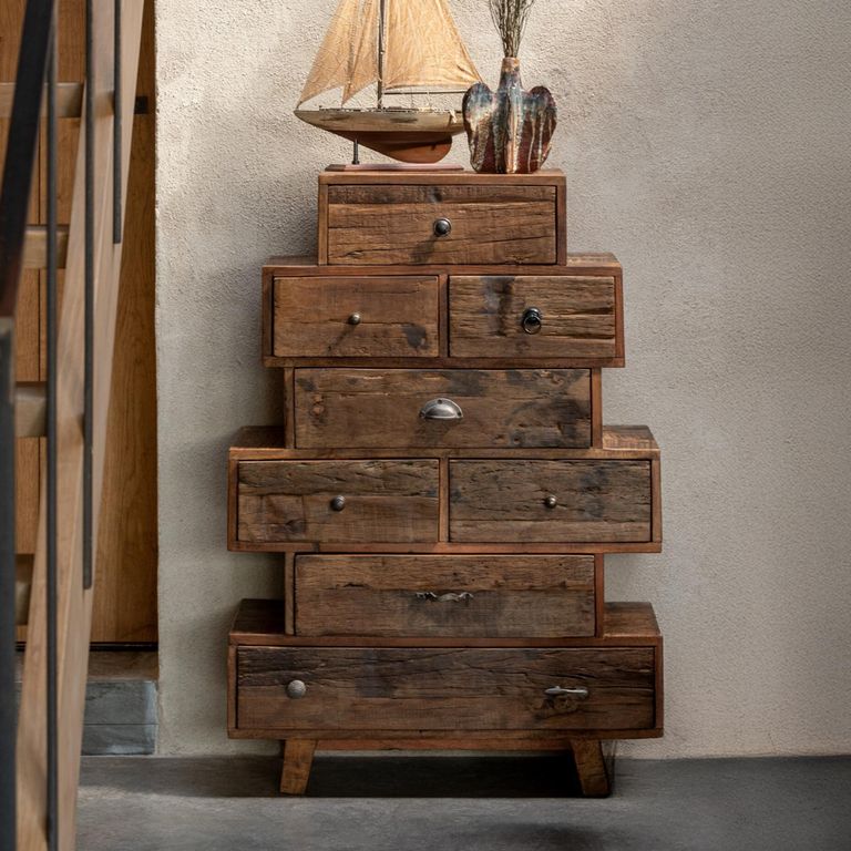 Vinto Chest - Multi Drawers - Large - Natural Recycled Sleeper Wood