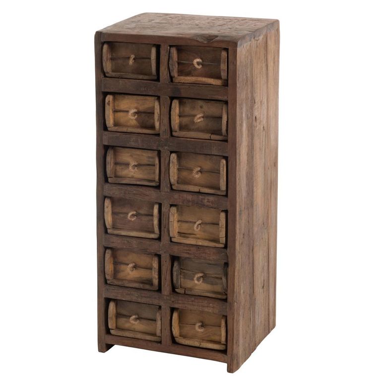 Accent Chest - Multi Drawers - Tall - Rough - Brown Recycled Sleeper Wood