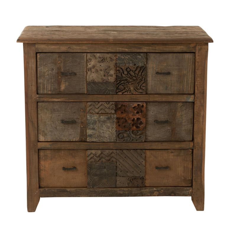 Chest - 3 Drawer - Narrow - Vintage Brown Recycled Sleeper Wood