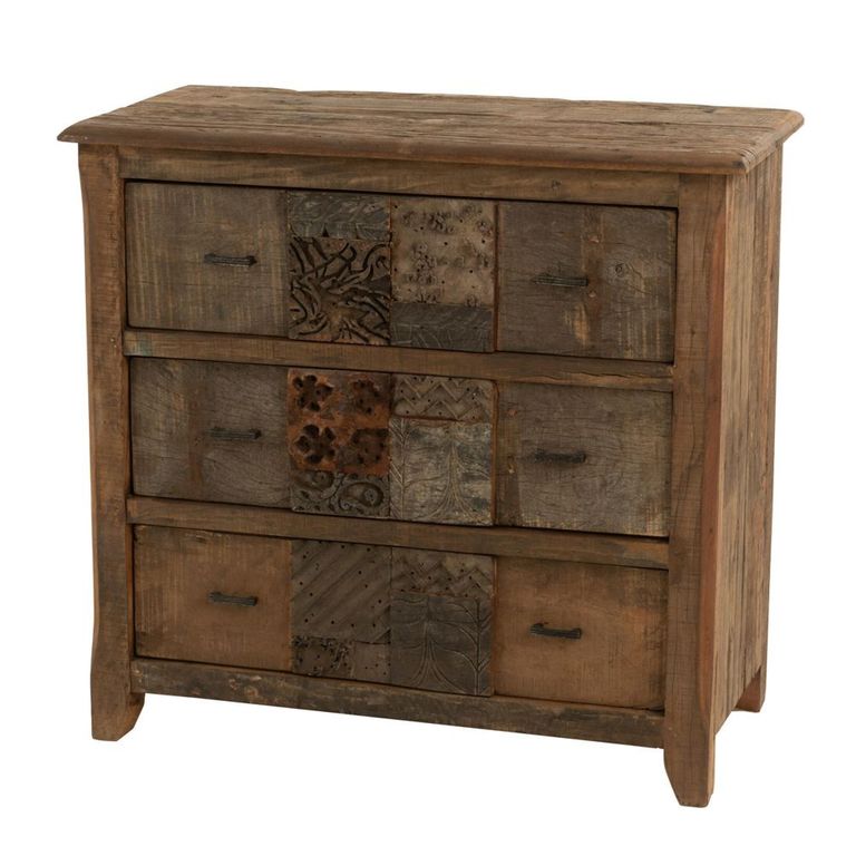 Chest - 3 Drawer - Narrow - Vintage Brown Recycled Sleeper Wood