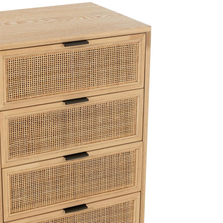 Chest - 5 Drawer - Tall - Natural Rattan