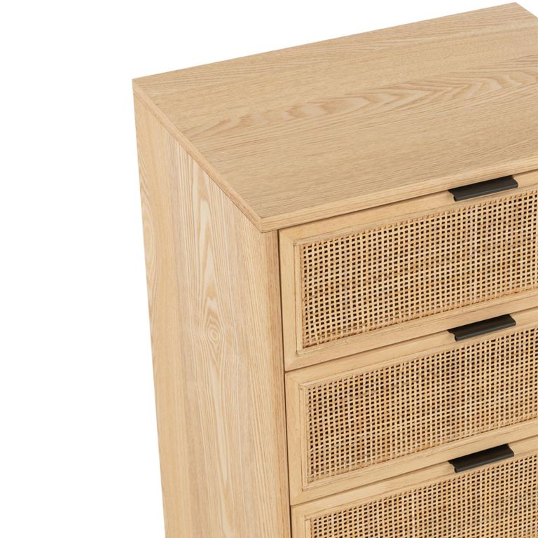 Chest - 5 Drawer - Tall - Natural Rattan