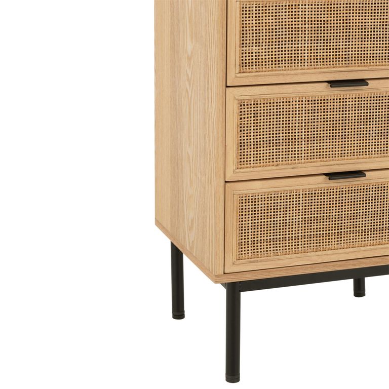 Chest - 5 Drawer - Tall - Natural Rattan