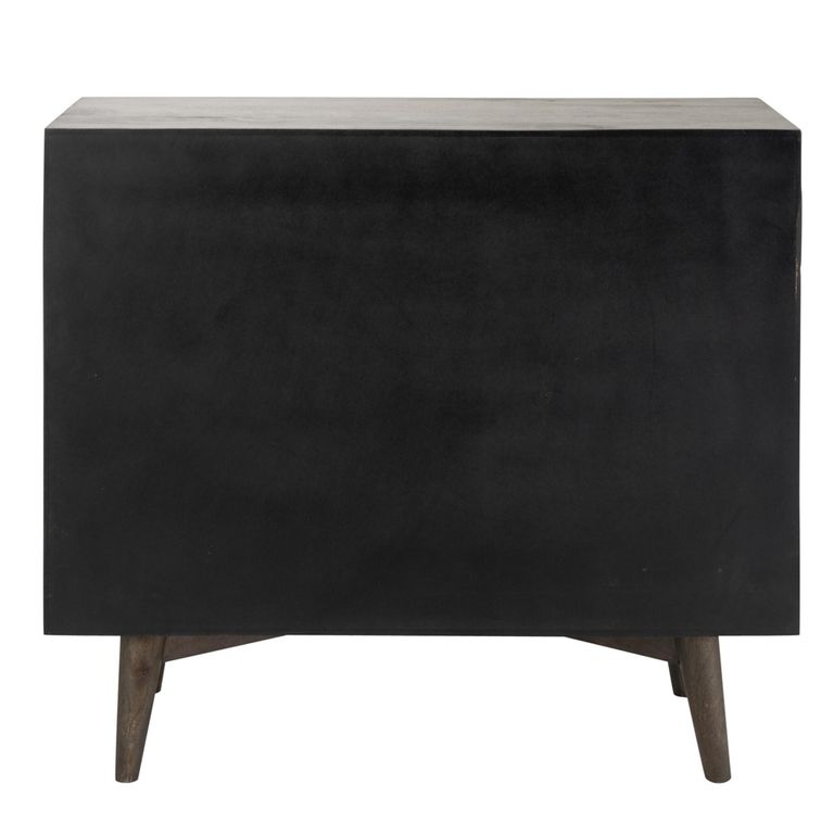Circle Design Chest - 6 Drawer - Wide - Dark Brown Wood