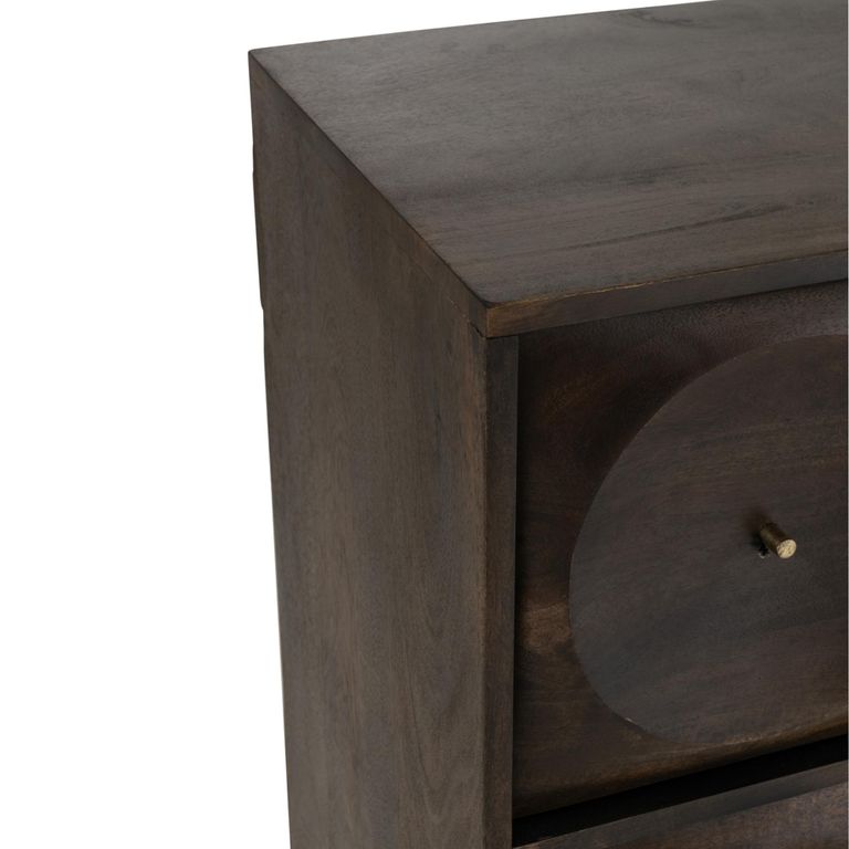 Circle Design Chest - 6 Drawer - Wide - Dark Brown Wood