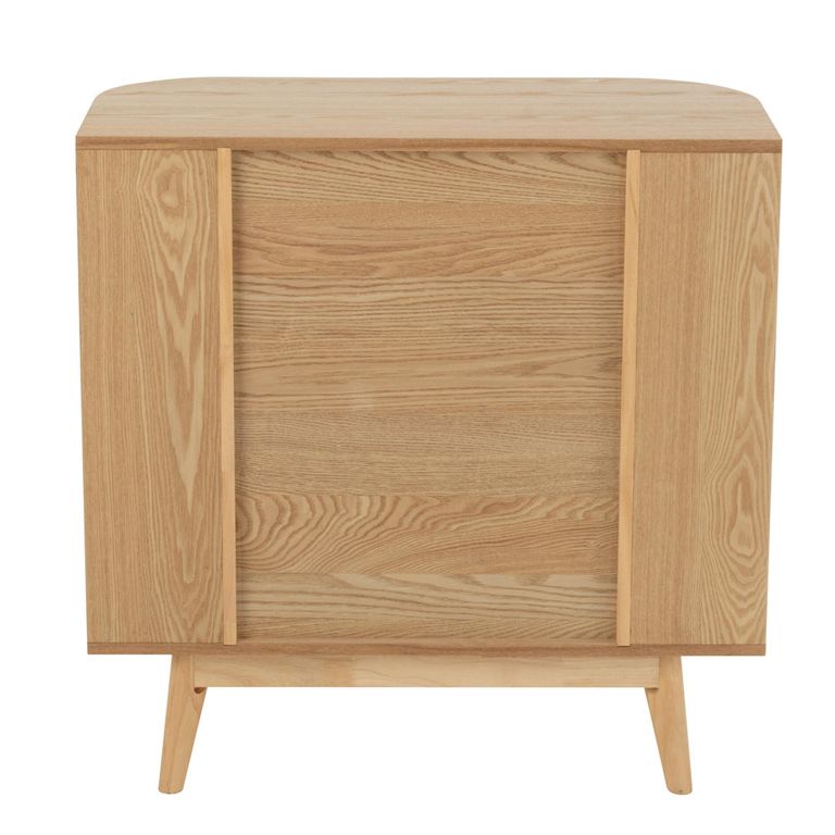 Curved Fluted Chest - 3 Drawer - Narrow - Natural Wood