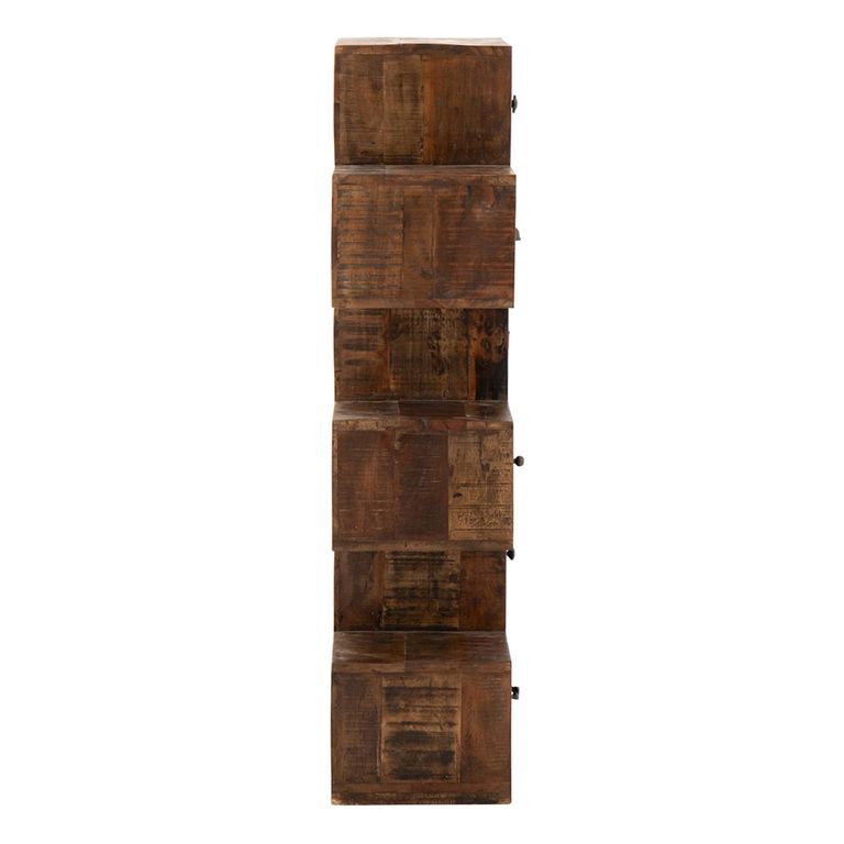 Toro Step Chest - 6 Drawer - Tall - Natural Recycled Sleeper Wood