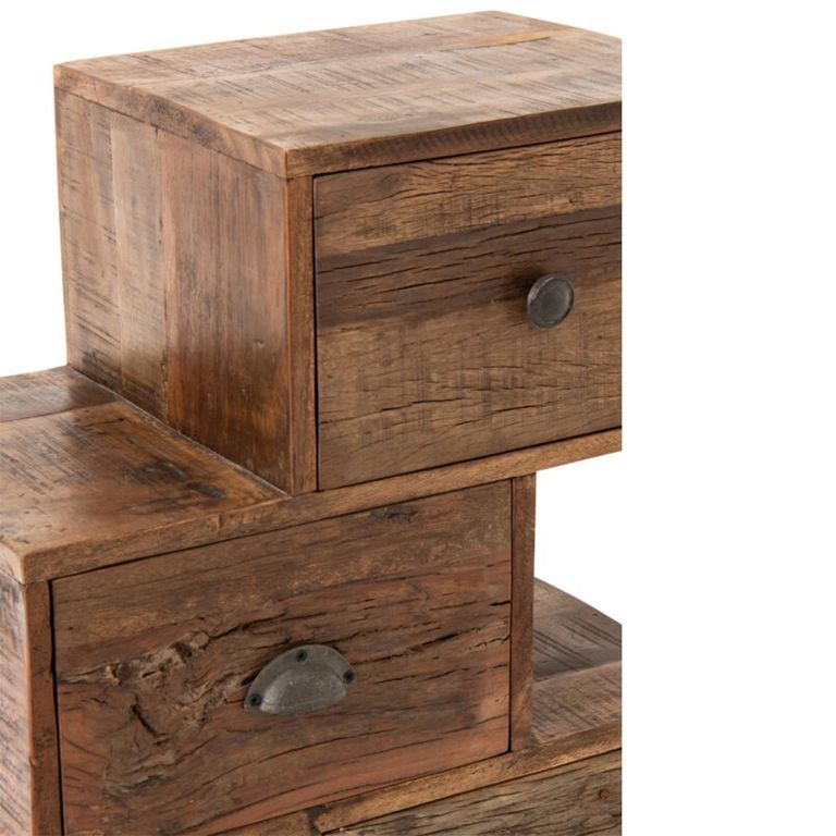 Toro Step Chest - 6 Drawer - Tall - Natural Recycled Sleeper Wood