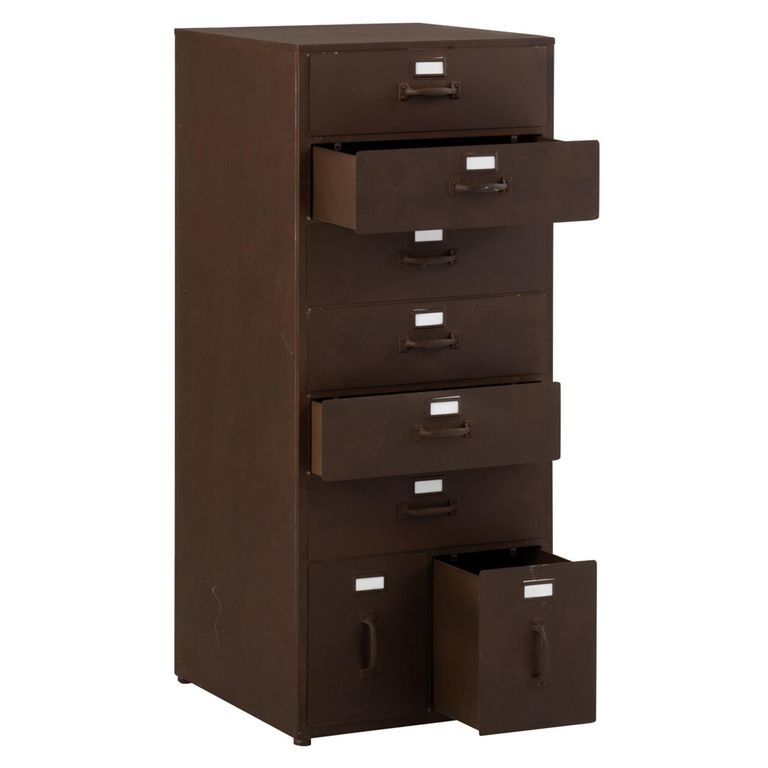 Vade Chest - Multi Drawers - Industrial Style - Tall - Rust Brown Metal