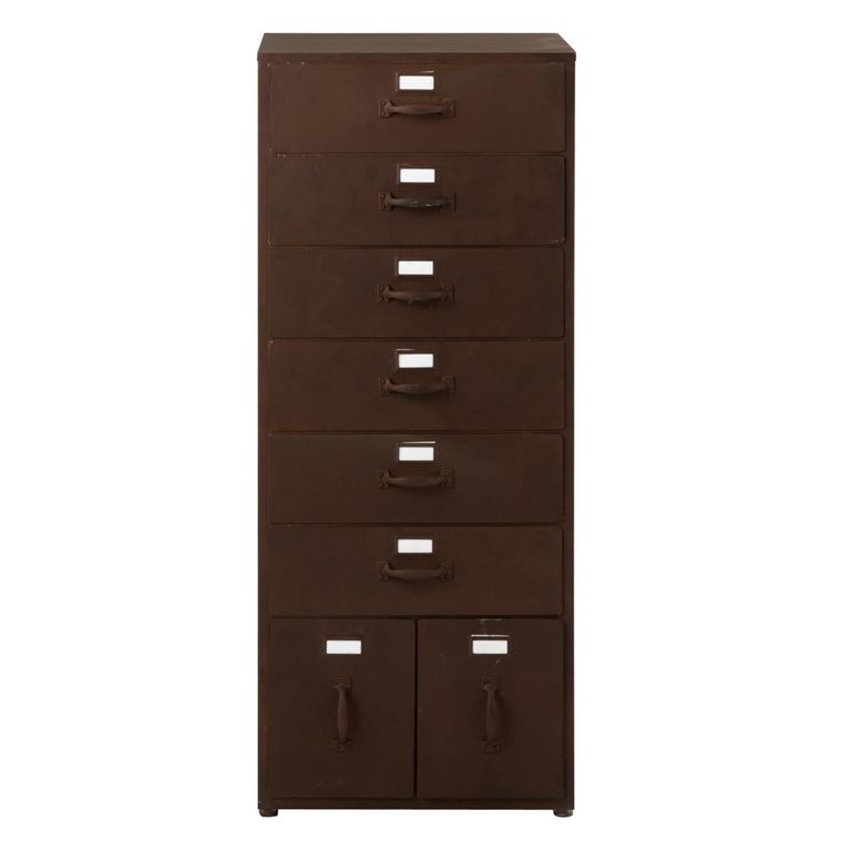 Vade Chest - Multi Drawers - Industrial Style - Tall - Rust Brown Metal