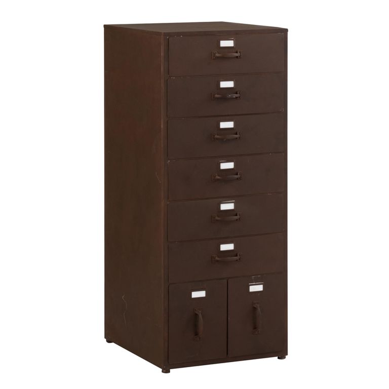 Vade Chest - Multi Drawers - Industrial Style - Tall - Rust Brown Metal