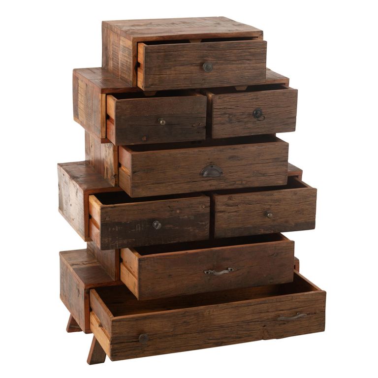 Vinto Chest - Multi Drawers - Large - Natural Recycled Sleeper Wood