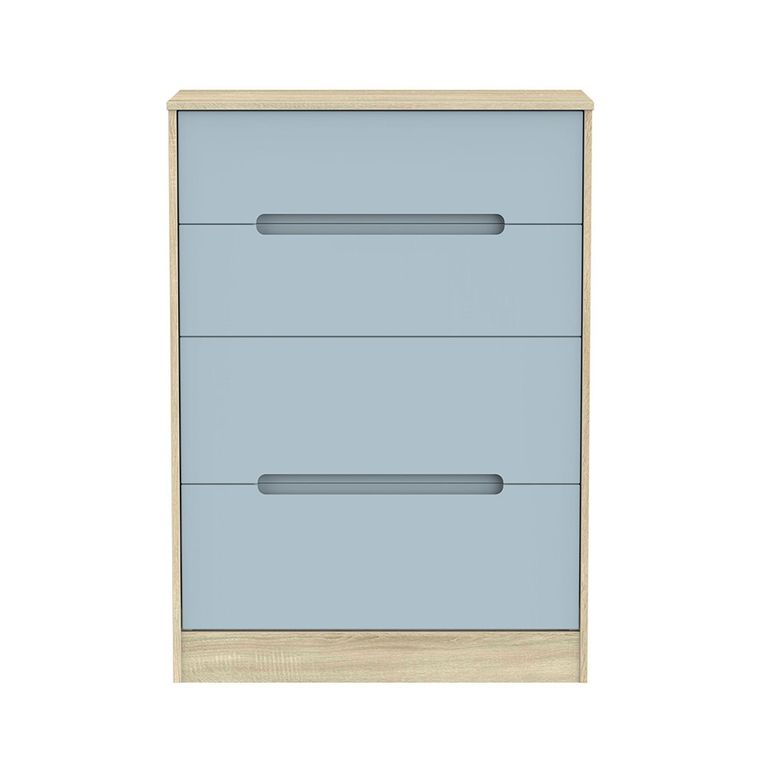 Monaco Chest - Deep - 4 Drawer - Denim and Oak