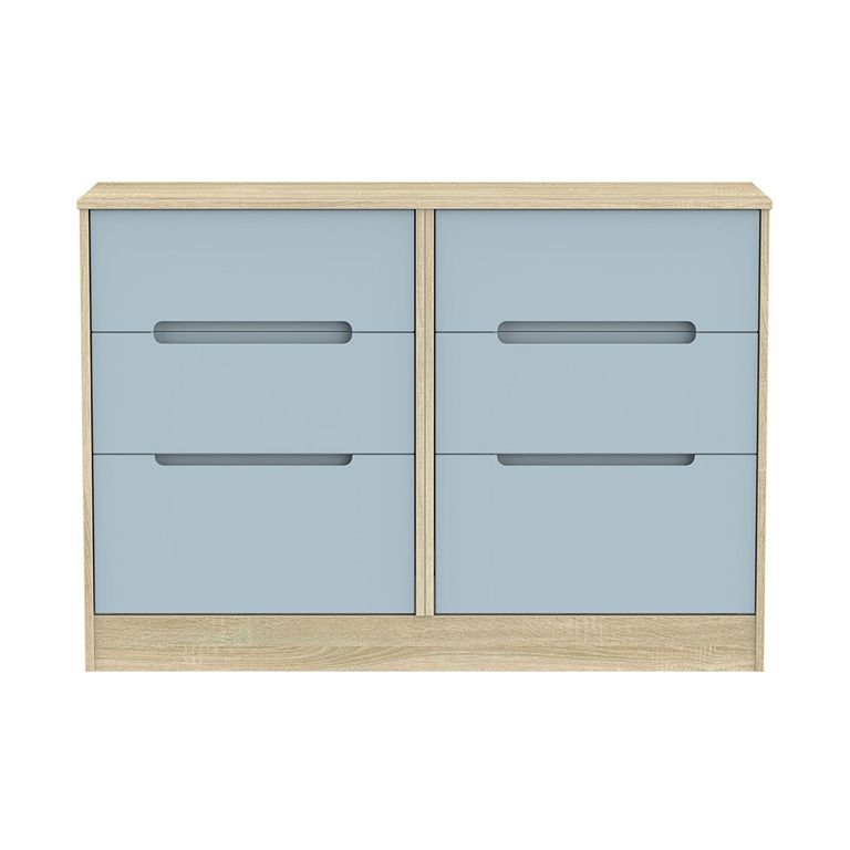 Monaco Chest - Midi - 6 Drawer - Denim and Oak
