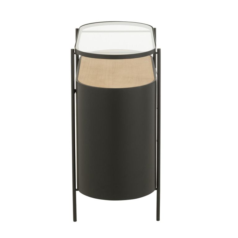 Ivy Curved Chest - 3 Drawer - Narrow - Glass Top - Natural and Black Metal