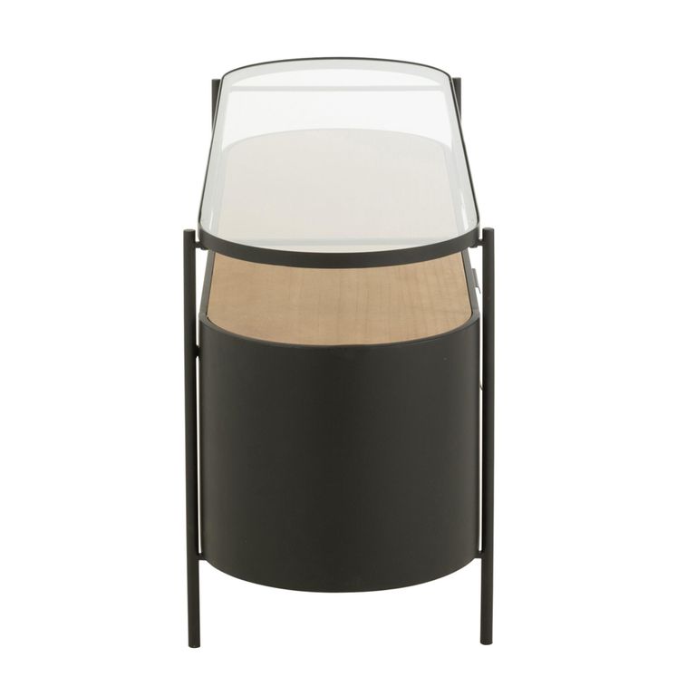 Ivy Curved Chest - 4 Drawer - Wide - Glass Top - Natural and Black Metal