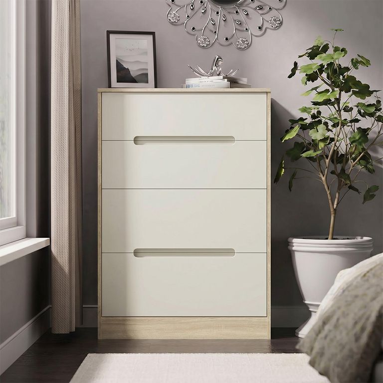 Monaco Chest - Deep Midi - 4 Drawer - Cashmere and Oak