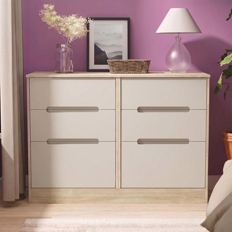 Monaco Chest - Midi - 6 Drawer - Cashmere and Oak