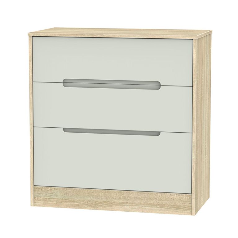 Monaco Chest - Deep - 3 Drawer - Cashmere and Oak