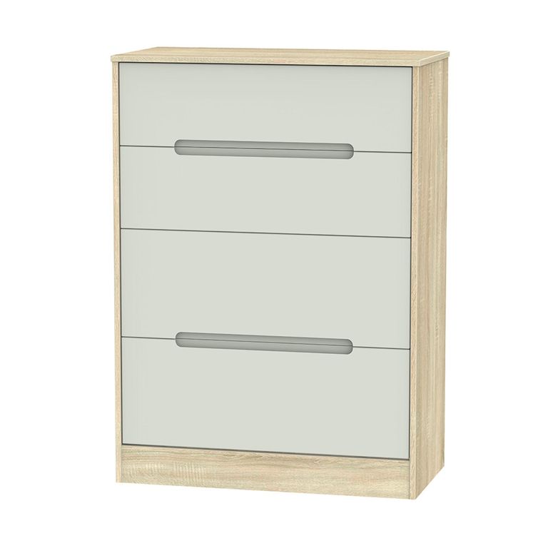 Monaco Chest - Deep - 4 Drawer - Cashmere and Oak