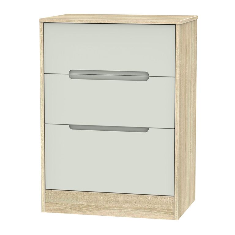 Monaco Chest - Deep Midi - 3 Drawer - Cashmere and Oak
