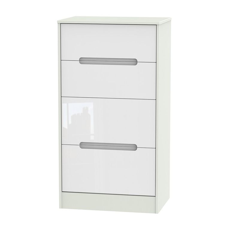Monaco Chest - Deep Midi - 4 Drawer - White Gloss and Cashmere
