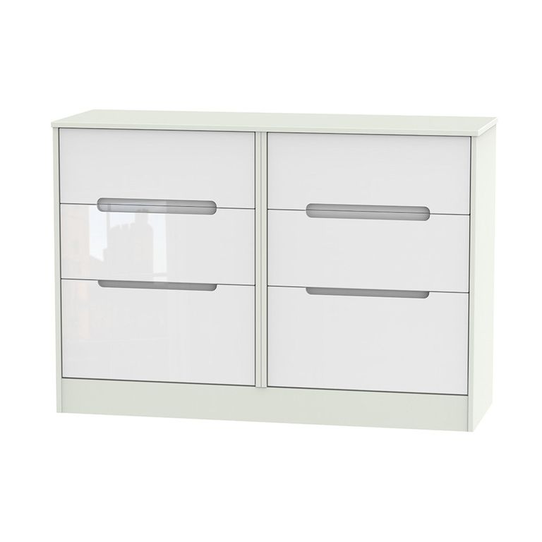 Monaco Chest - Midi - 6 Drawer - White Gloss and Cashmere