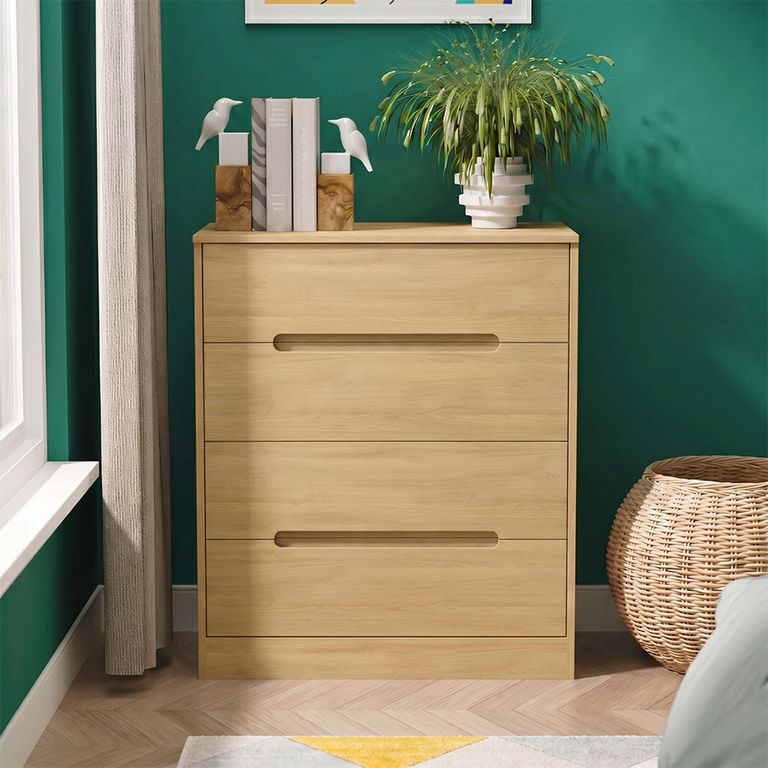 Monaco Chest - Deep - 4 Drawer - Modern Oak