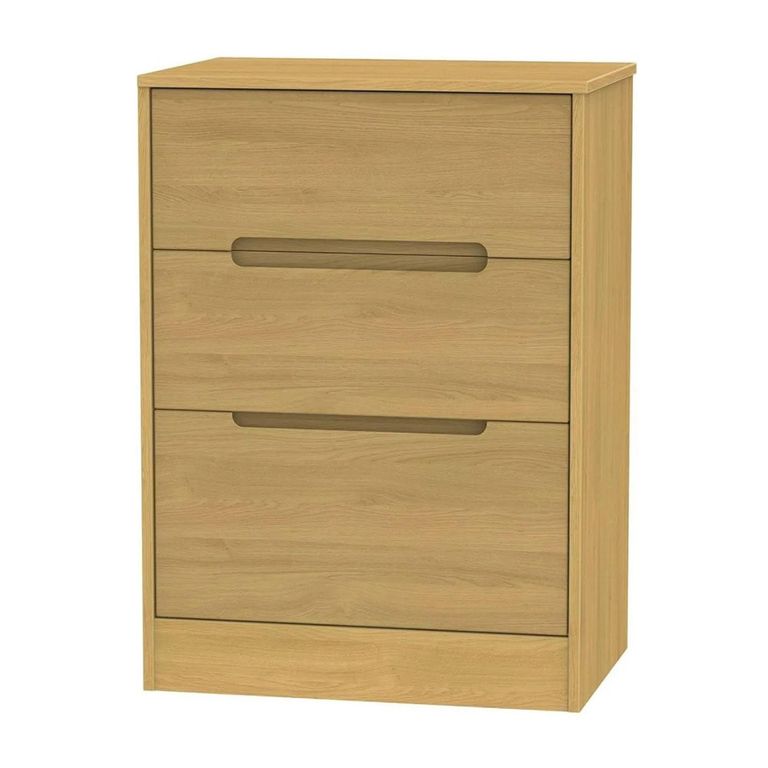 Monaco Chest - Deep Midi - 3 Drawer - Modern Oak