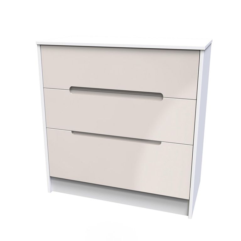 Monaco Chest - Deep - 3 Drawer - Cashmere Gloss and White