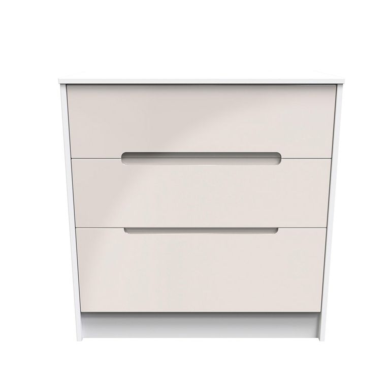 Monaco Chest - Deep - 3 Drawer - Cashmere Gloss and White