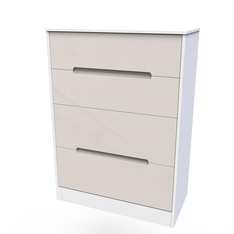 Monaco Chest - Deep - 4 Drawer - Cashmere Gloss and White