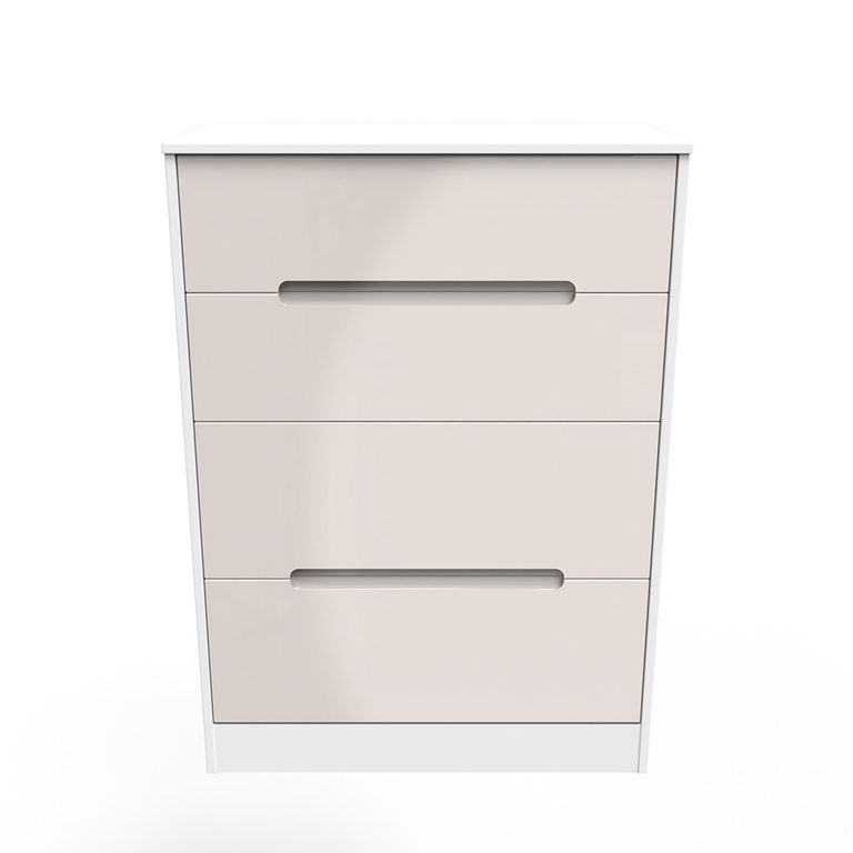 Monaco Chest - Deep - 4 Drawer - Cashmere Gloss and White