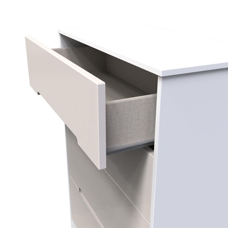 Monaco Chest - Deep - 4 Drawer - Cashmere Gloss and White