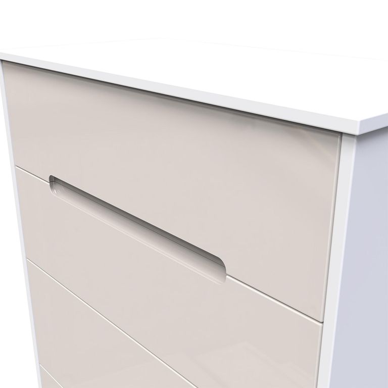 Monaco Chest - Deep - 4 Drawer - Cashmere Gloss and White